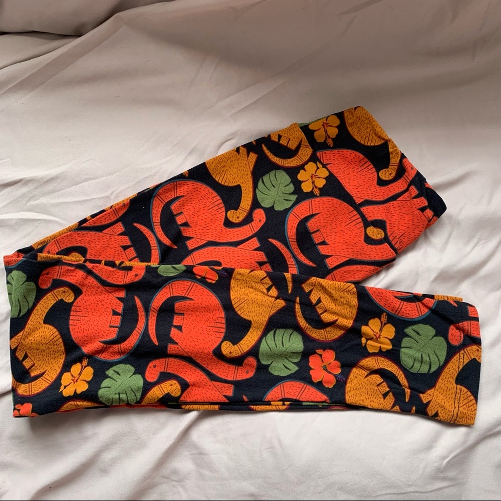 LuLaRoe Hawaiian dinosaur leggings